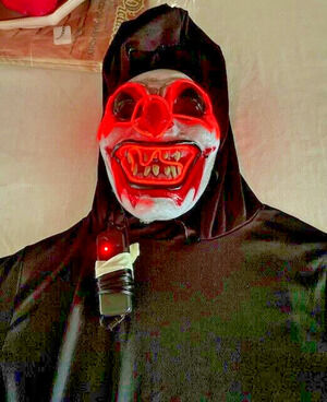 Halloween Costume Light Up Bloody Mask with Cape and Fake Knife